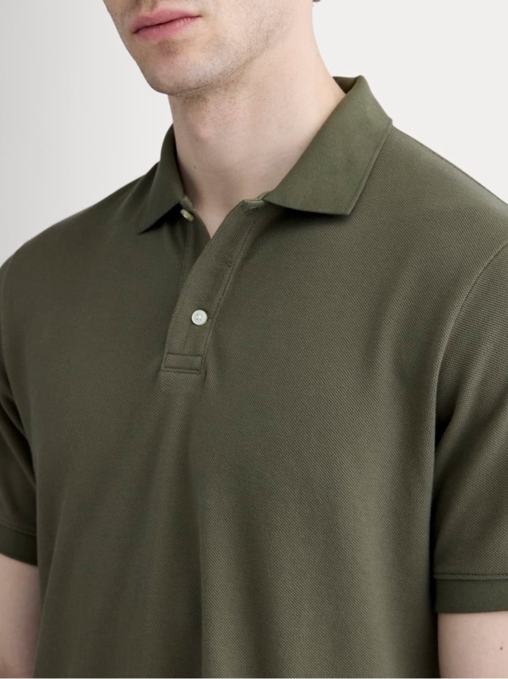 Everlane The Pique Polo Kalamata Green Cotton Short Sleeve Shirt Men M NWT - Picture 4 of 12